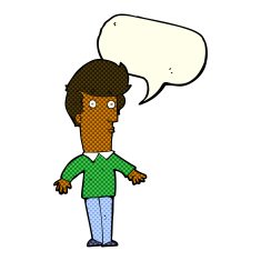 cartoon startled man with speech bubble N26
