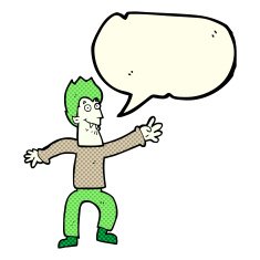 cartoon vampire with speech bubble N59