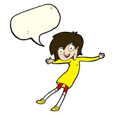 cartoon crazy excited girl with speech bubble N4