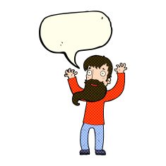 cartoon excited man with beard speech bubble N5