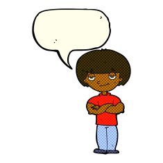 cartoon smug looking man with speech bubble N6
