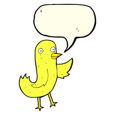 funny cartoon bird with speech bubble N60