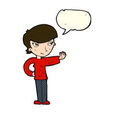 cartoon woman waving with speech bubble N158