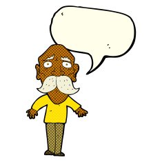 cartoon sad old man with speech bubble N10