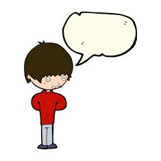 cartoon nervous boy with speech bubble N4