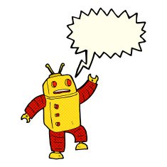 cartoon robot with speech bubble N81