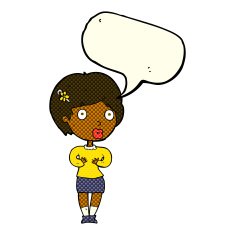 cartoon surprised woman with speech bubble N123