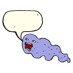 cartoon ghost with speech bubble N11