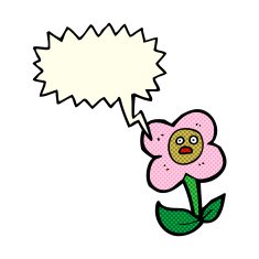 cartoon flower with face speech bubble N11