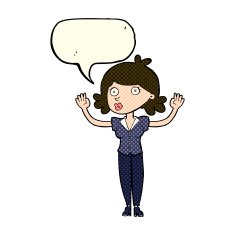cartoon woman surrendering with speech bubble N4