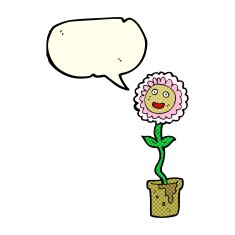 cartoon flower with face speech bubble N12