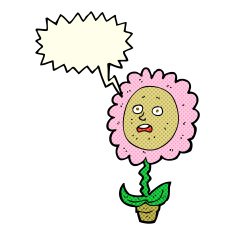 cartoon flower with face speech bubble N13