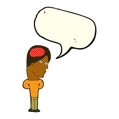 cartoon man with big brain speech bubble N5