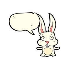 cartoon rabbit with speech bubble N42