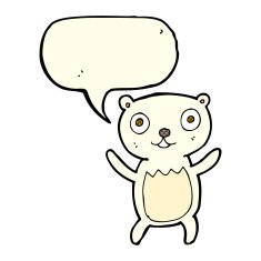 cartoon polar bear cub with speech bubble N34