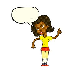 cartoon woman with idea speech bubble N119