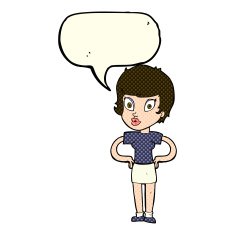 cartoon woman with hands on hips speech bubble N104