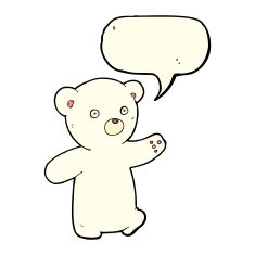 cartoon polar bear cub with speech bubble N36