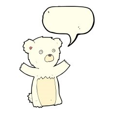 cartoon polar bear cub with speech bubble N37