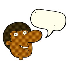 cartoon happy male face with speech bubble N10