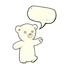 cartoon polar bear cub with speech bubble N38
