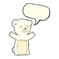 cartoon polar bear cub with speech bubble N39