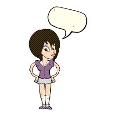 cartoon woman with hands on hips speech bubble N105