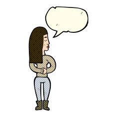 cartoon woman ignoring with speech bubble N9