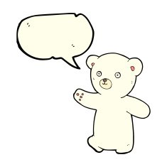 cartoon polar bear cub with speech bubble N40