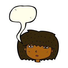 cartoon female face with speech bubble N73