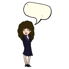cartoon female spy with speech bubble N12