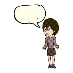 cartoon annoyed woman with speech bubble N91