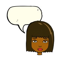 cartoon female face with speech bubble N74
