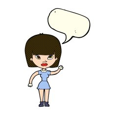 cartoon woman waving with speech bubble N160
