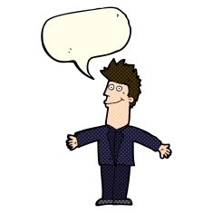 cartoon happy man with speech bubble N214