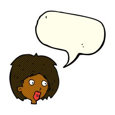 cartoon woman looking with speech bubble N5