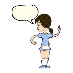 cartoon waitress calling order with speech bubble N5
