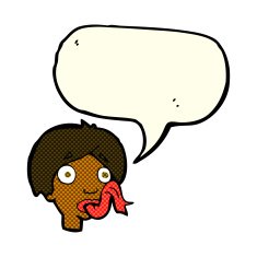 cartoon head sticking out tongue with speech bubble N6