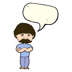cartoon dad with folded arms speech bubble N5