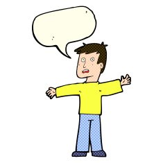 cartoon surprised man with speech bubble N59