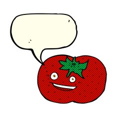 cartoon tomato with speech bubble N15