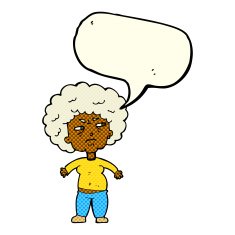 cartoon annoyed old woman with speech bubble N10