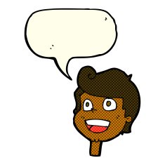 cartoon happy face with speech bubble N26