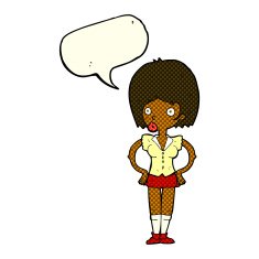 cartoon woman with hands on hips speech bubble N106