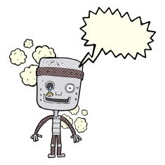 cartoon funny robot with speech bubble N36