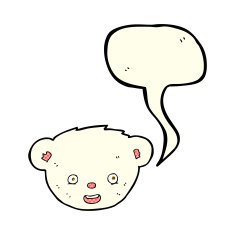 cartoon polar bear face with speech bubble N12