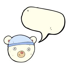 cartoon polar bear face with speech bubble N13