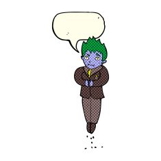 cartoon floating vampire with speech bubble N6