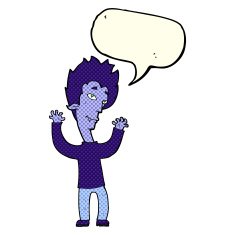cartoon vampire man with speech bubble N61