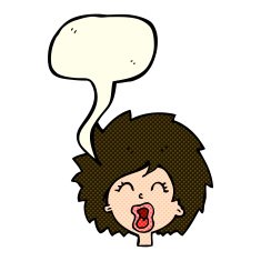 cartoon woman screaming with speech bubble N5